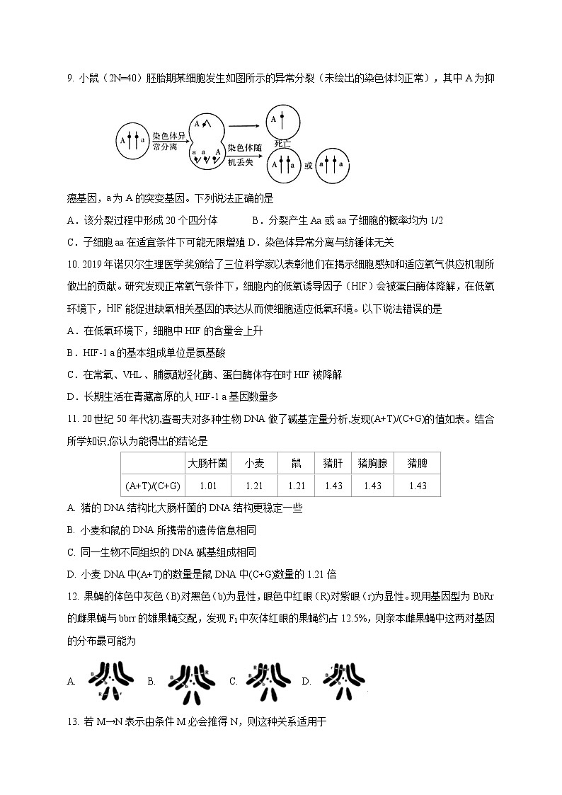 2021扬州中学高三10月月考生物试题含答案第3页