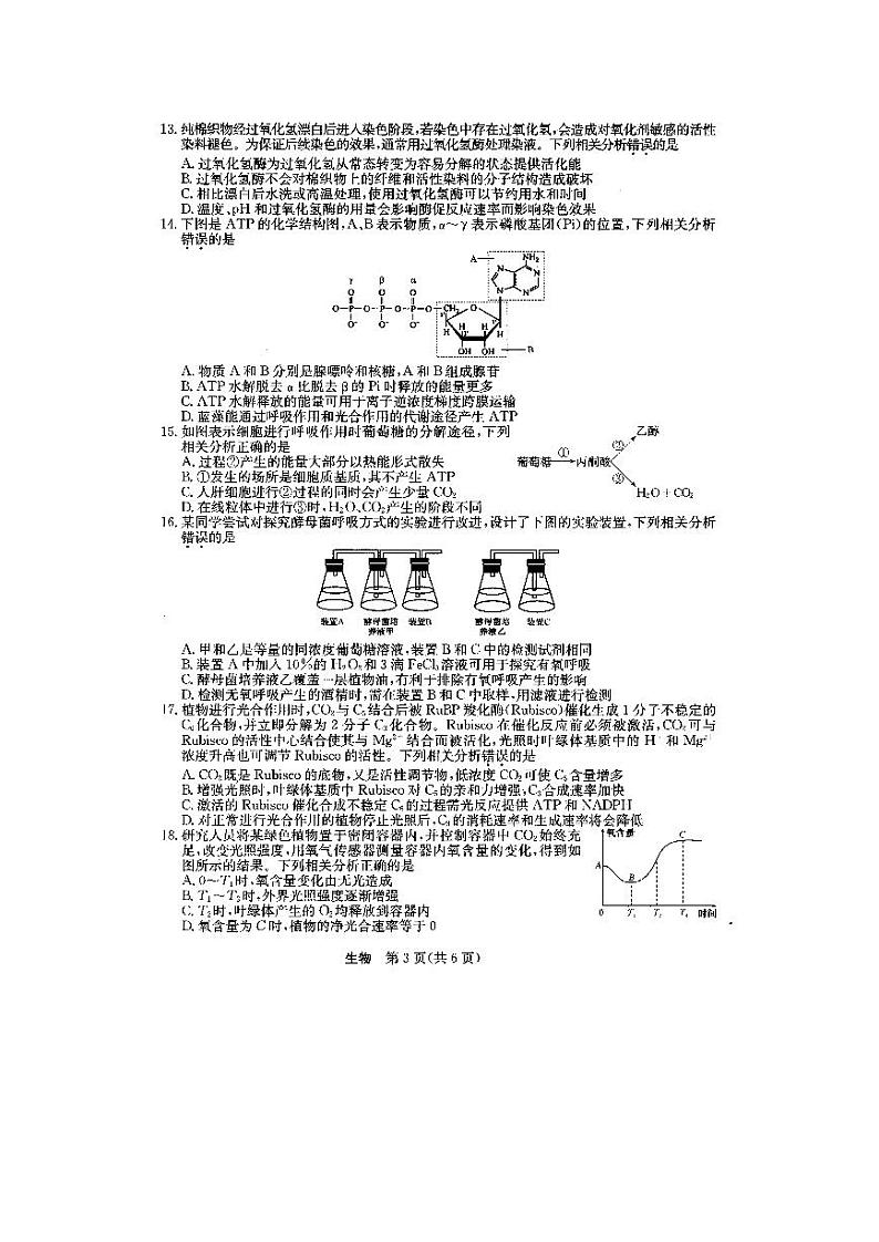安徽省定远县民族中学2021届高三上学期第一次月考生物试题第3页