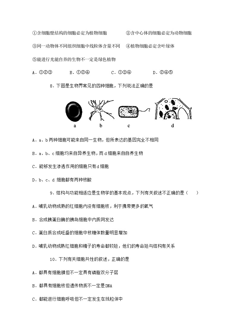 2021陕西省洛南中学高三上学期第一次模拟生物试题含答案03