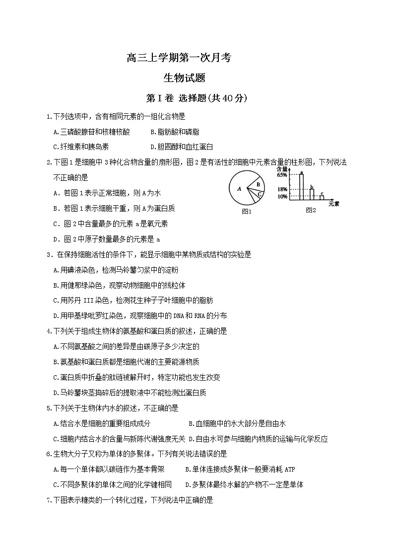 2021白城通榆县一中高三上学期第一次月考生物试题含答案第1页