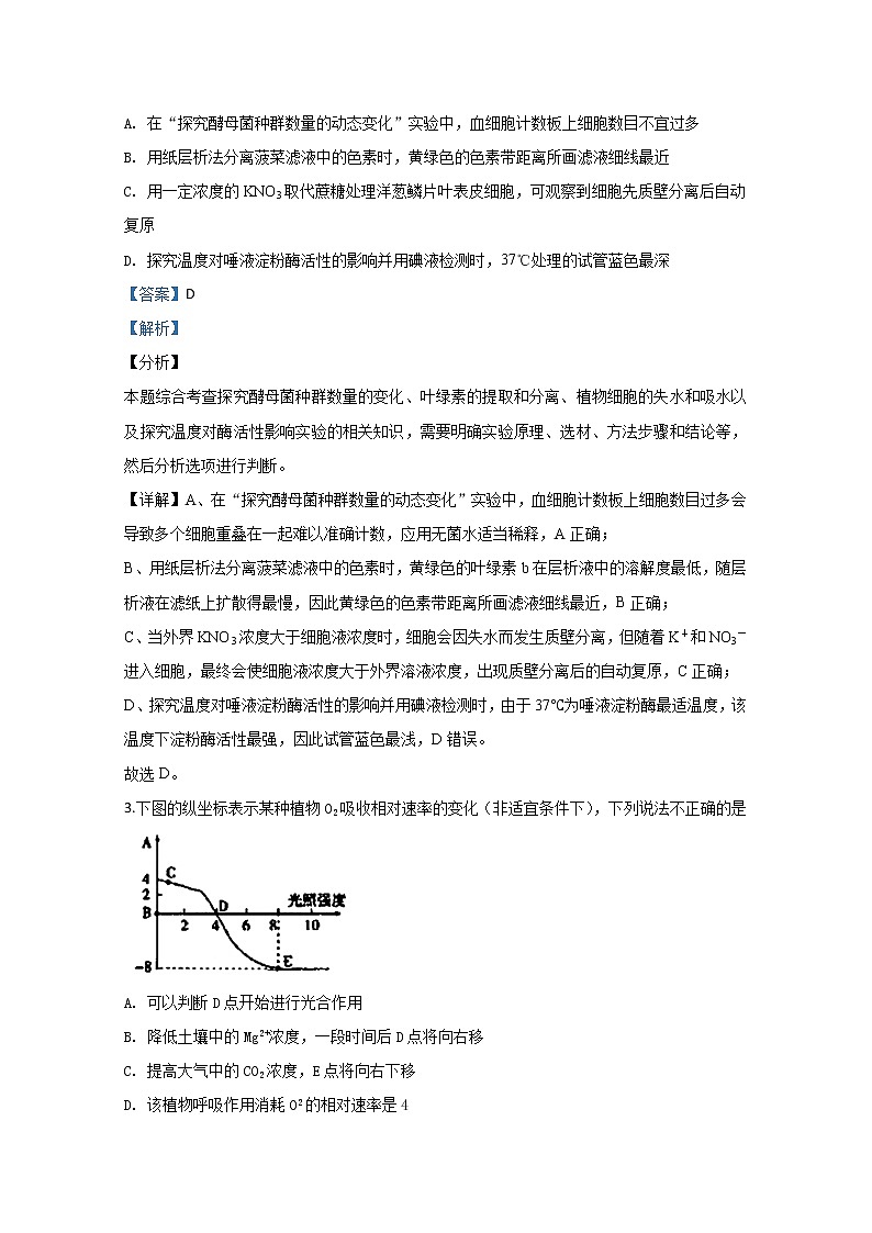 2020【KS5U解析】中卫高三第三次模拟生物试题含解析02