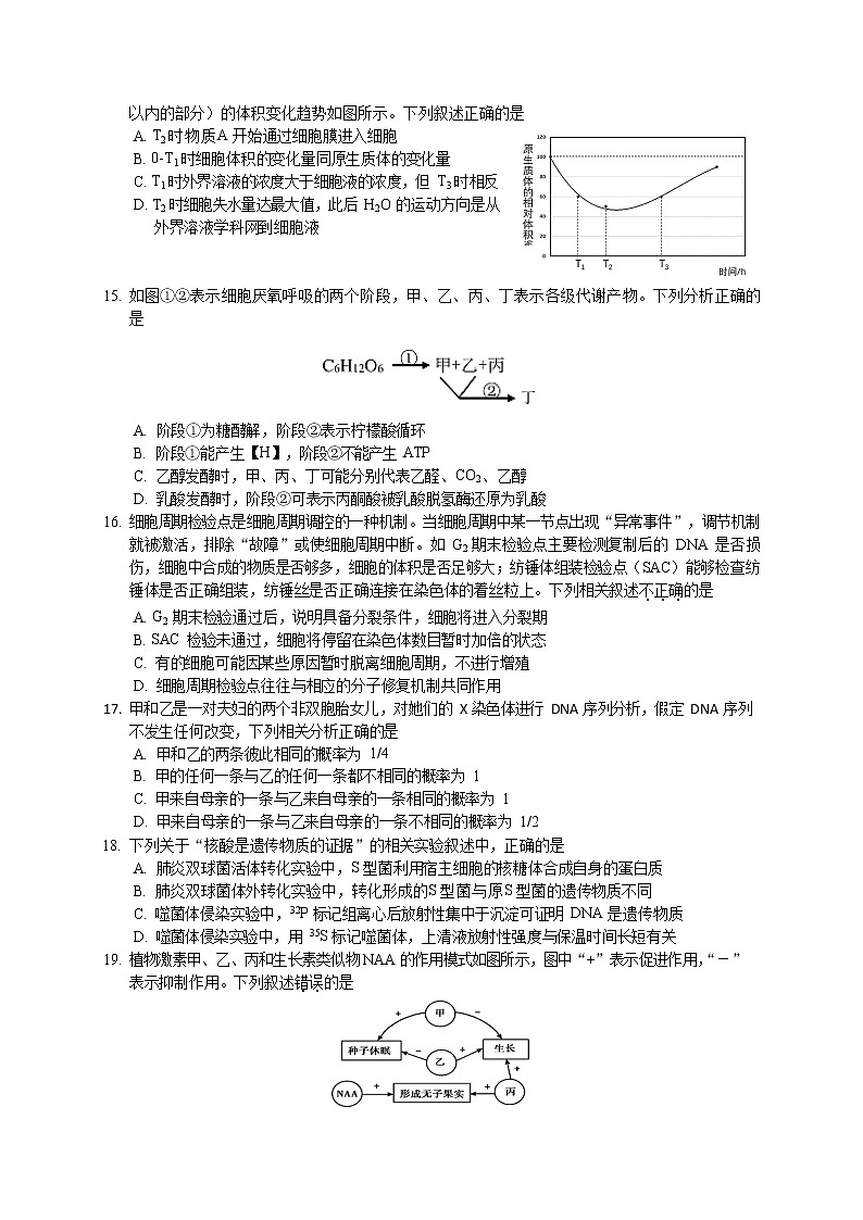 2020浙江大学附中高三全真模拟考试生物试题含答案第3页