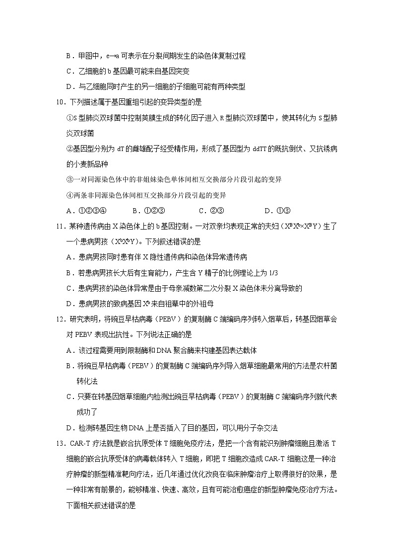 2020连云港赣榆区高三高考仿真训练生物试题含答案第3页