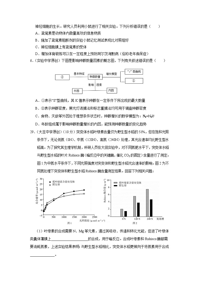 2020重庆江津中学、实验中学等七校高三6月联考（三诊）理科综合生物试题含答案02