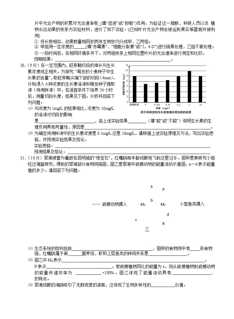 2020南昌四校联盟高三第二次联考生物试题含答案第3页