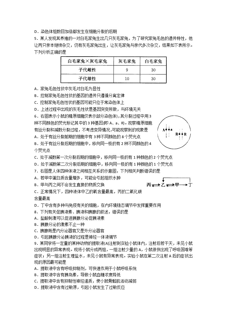 2020临沂高三上学期期末考试生物试题含答案02
