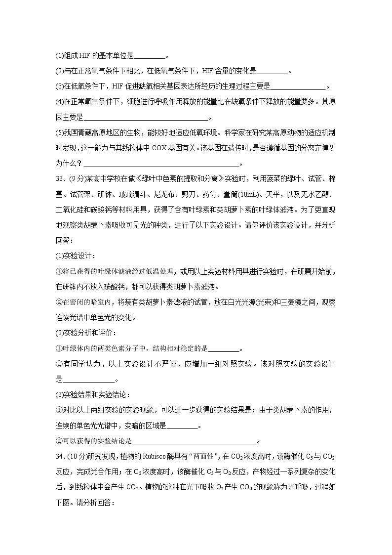 2020荆州高三上学期质量检测（一）生物含答案03