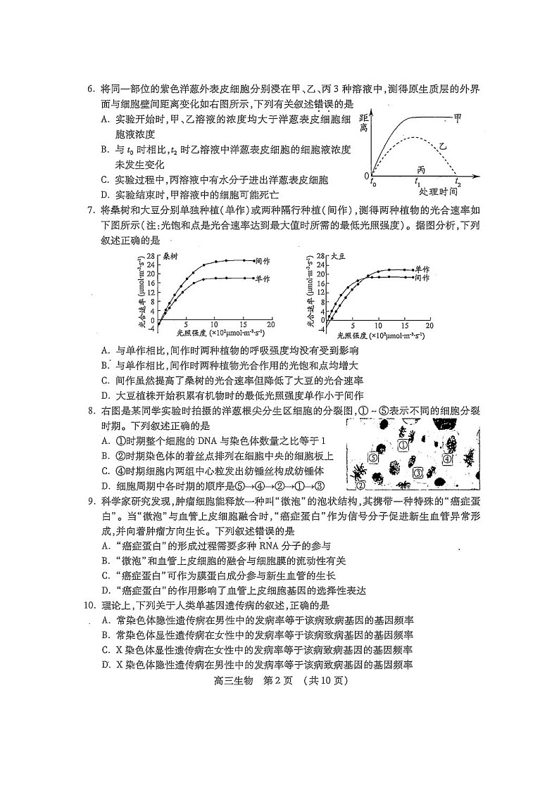2020常熟高三上学期期中考试生物试题扫描版含答案第2页