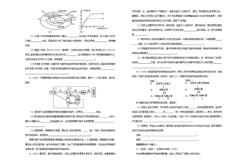 2020湖北名师联盟高三上学期第一次模拟考试生物试题含解析02