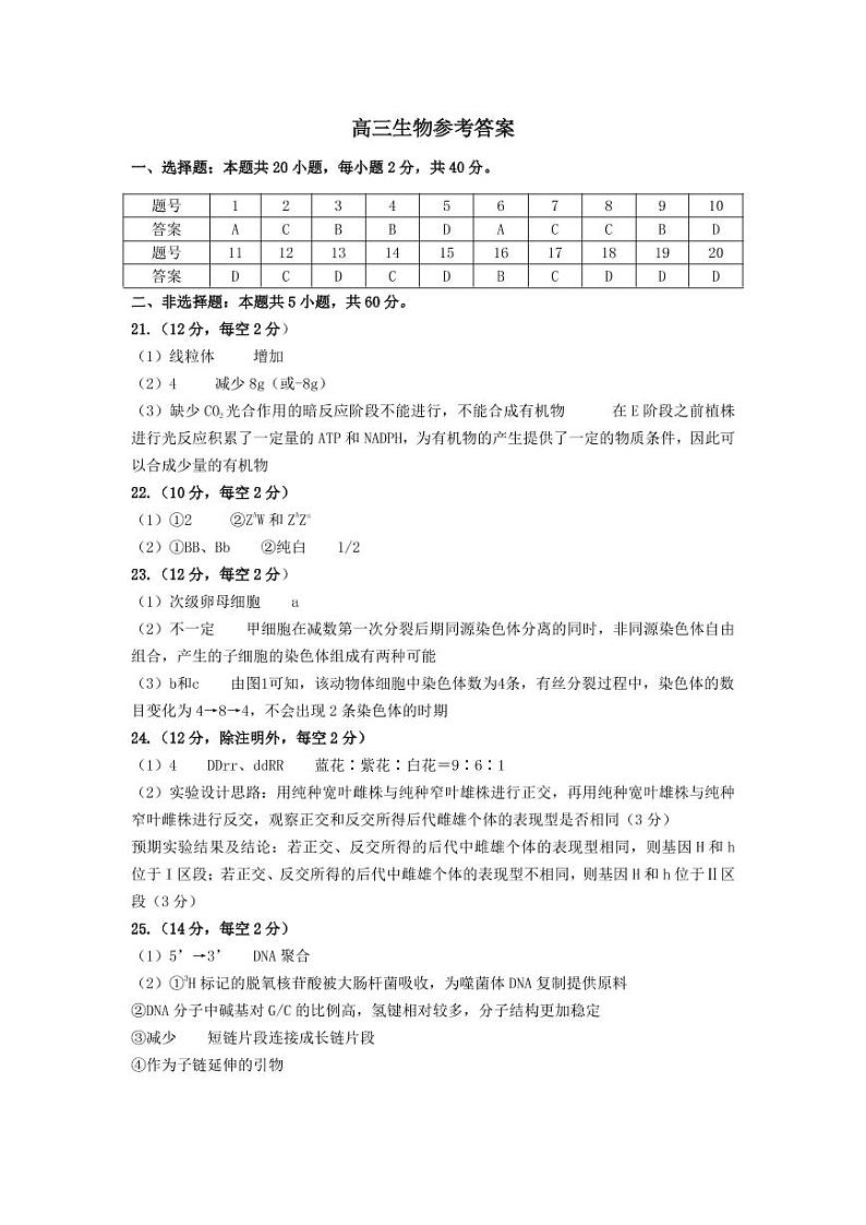 生物参考答案第1页