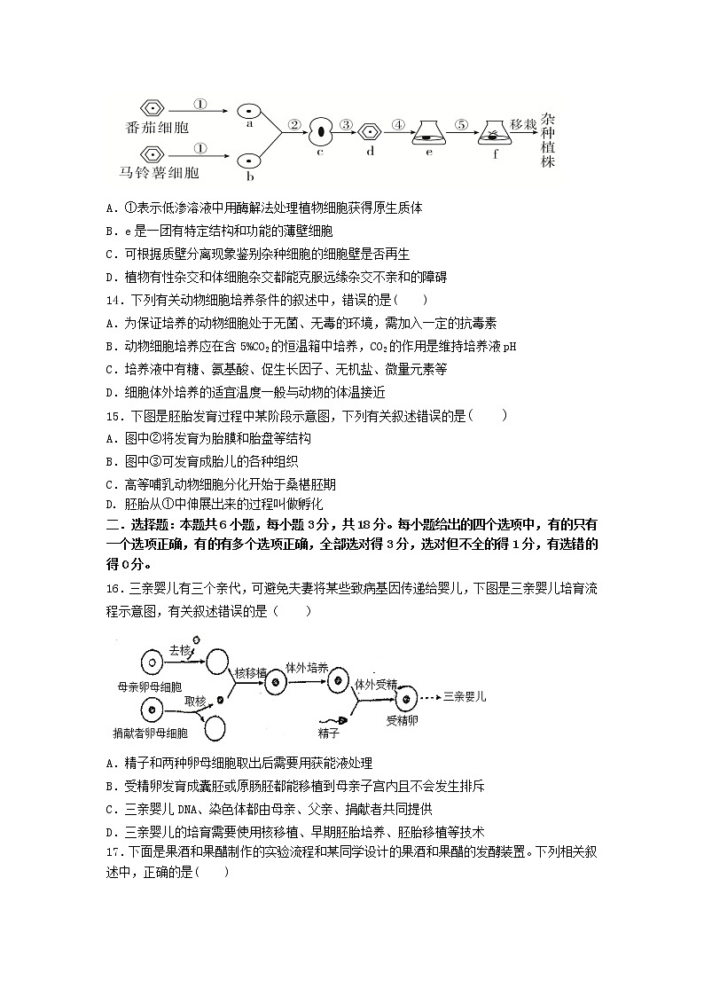 2021大连普兰店区第三十八中学高二下学期第一次考试生物试卷含答案第3页