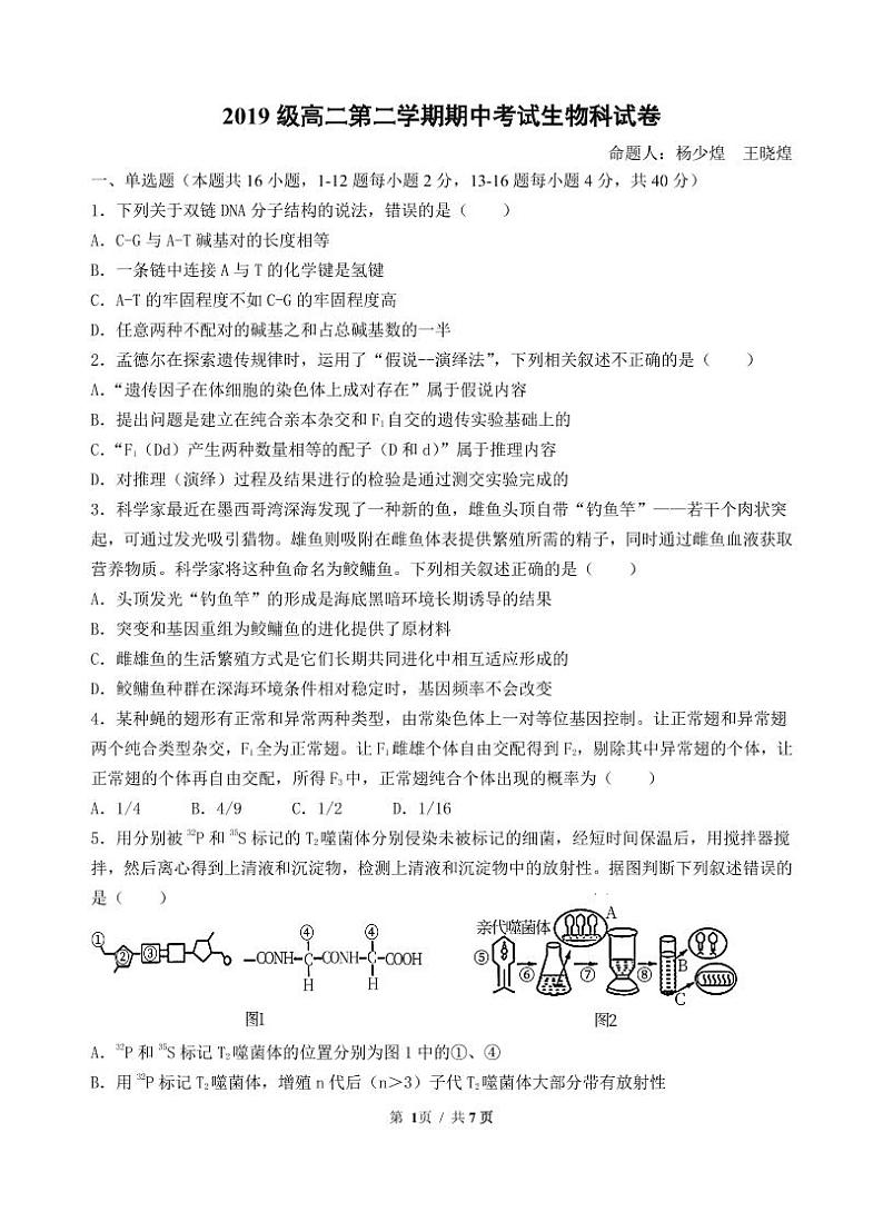 2021汕头金山中学高二下学期期中考试生物PDF版含答案（可编辑）01