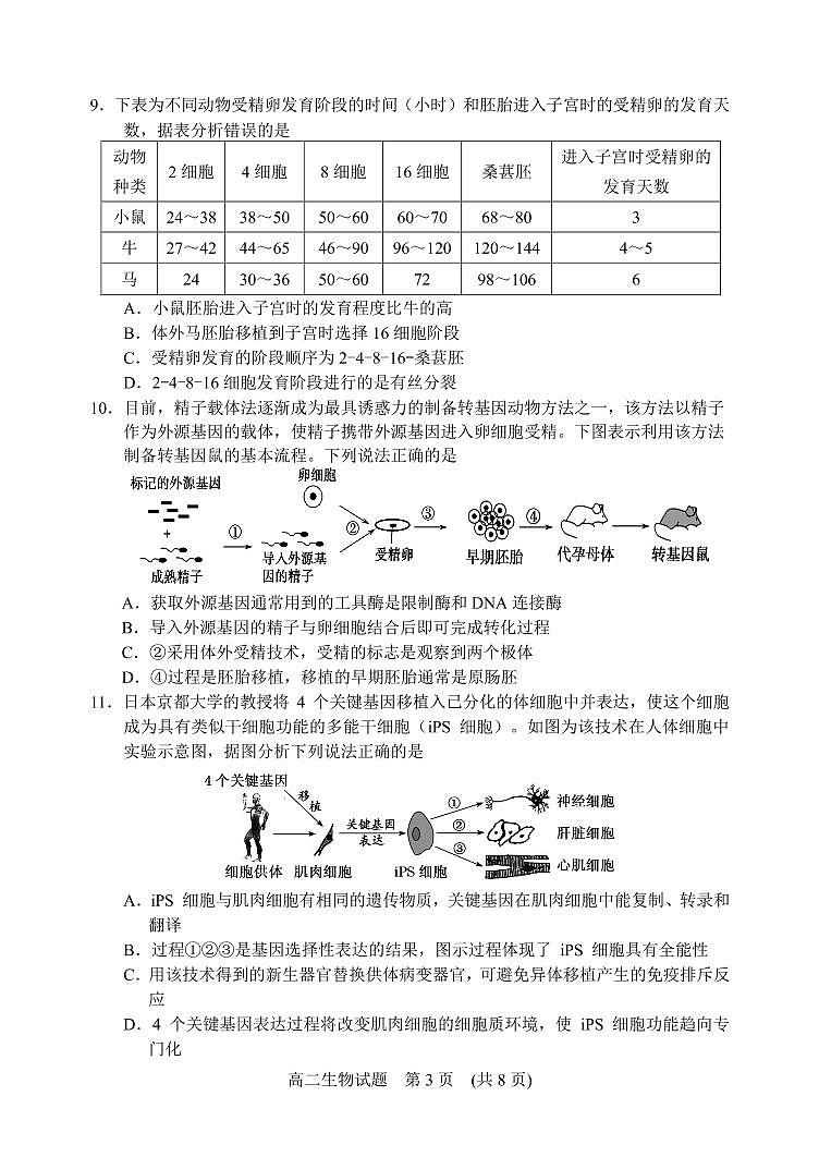 山东省日照市五莲县2020-2021学年高二下学期期中考试生物试题（PDF版）第3页