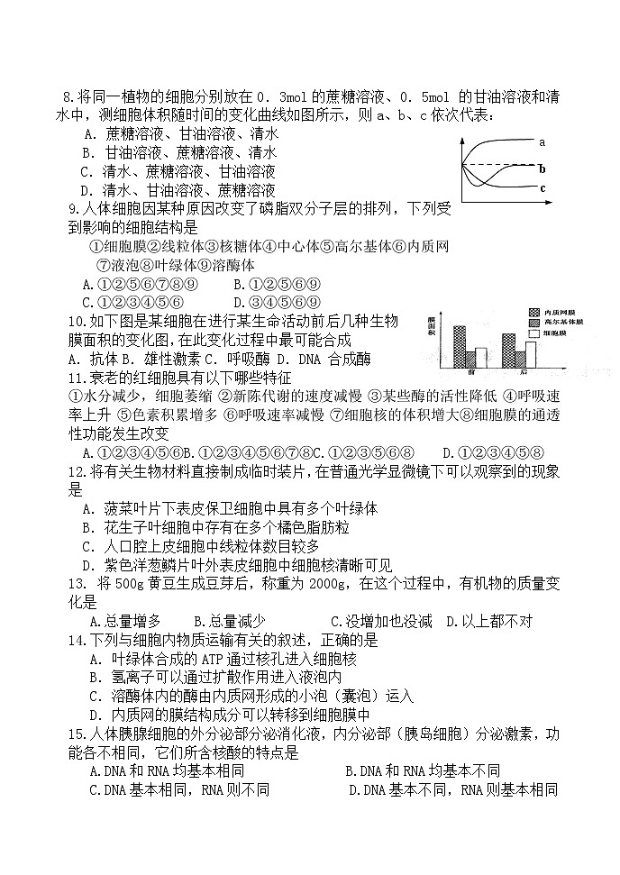 2021合肥长丰县凤麟中学高二下学期期中考试生物（理）试题含答案02