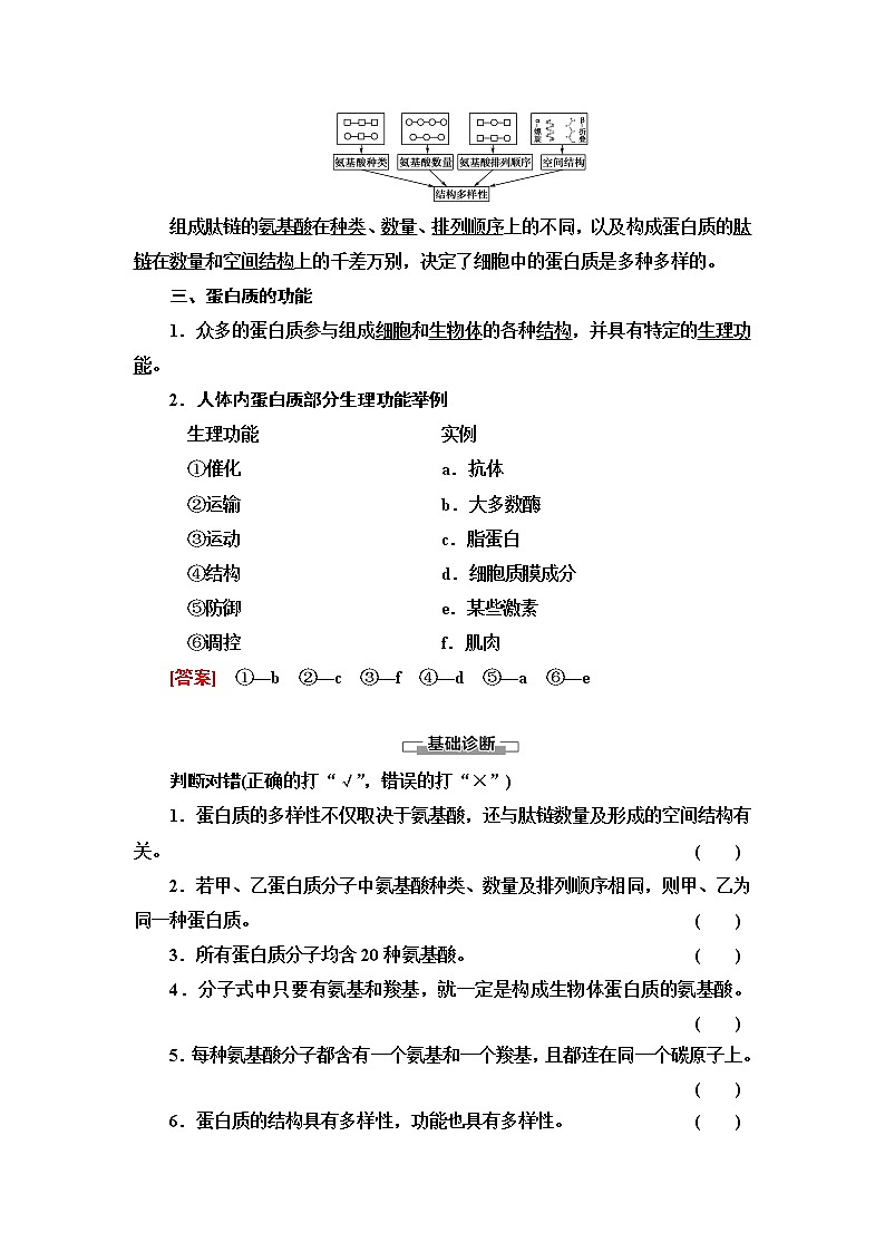 苏教版高中生物必修1第1章第3节第1课时细胞的功能主要由蛋白质完成学案03