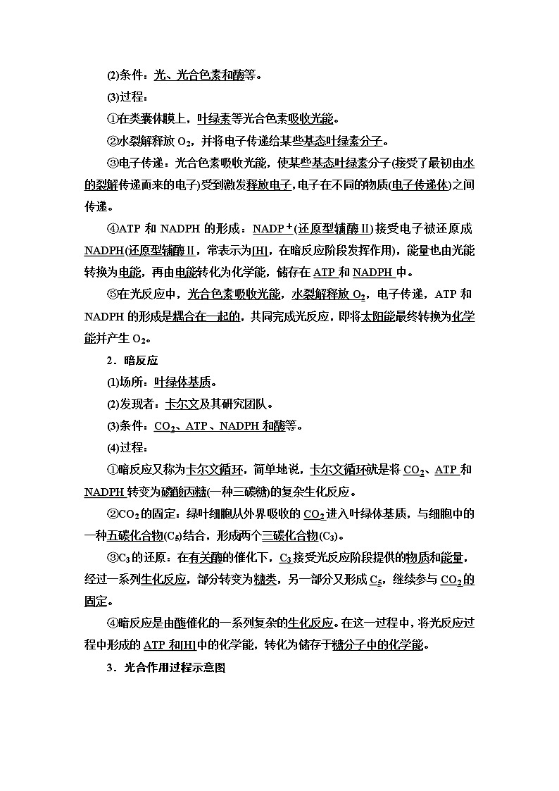苏教版高中生物必修1第3章第2节第2课时绿色植物光合作用的过程学案02