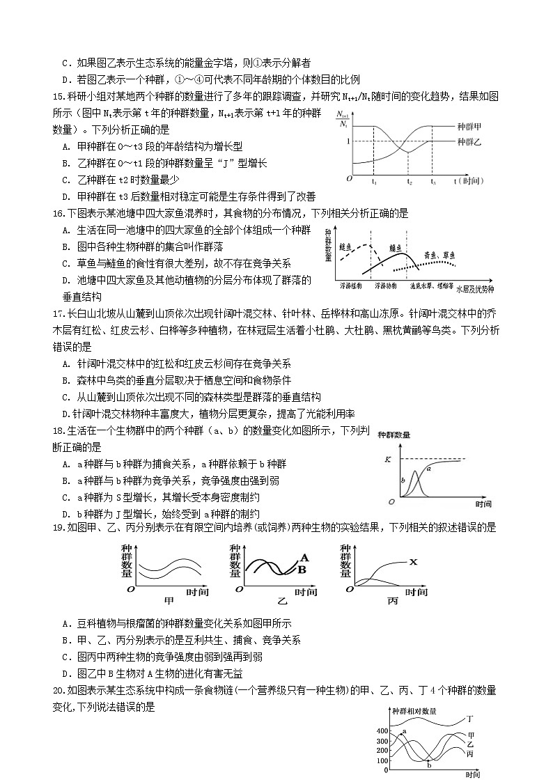 高二生物月考试卷第3页