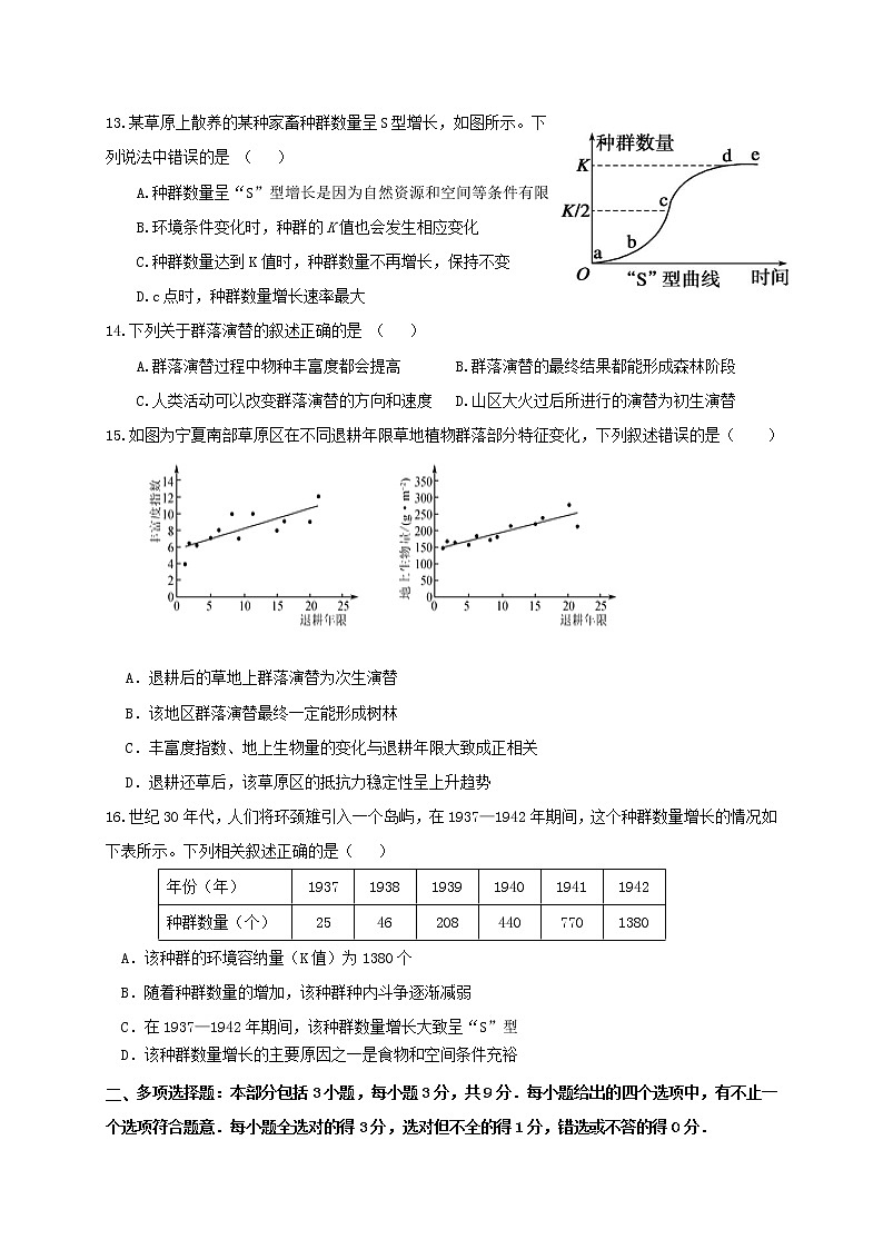 2021淮安涟水县一中高二下学期第一次阶段检测生物试题含答案第3页