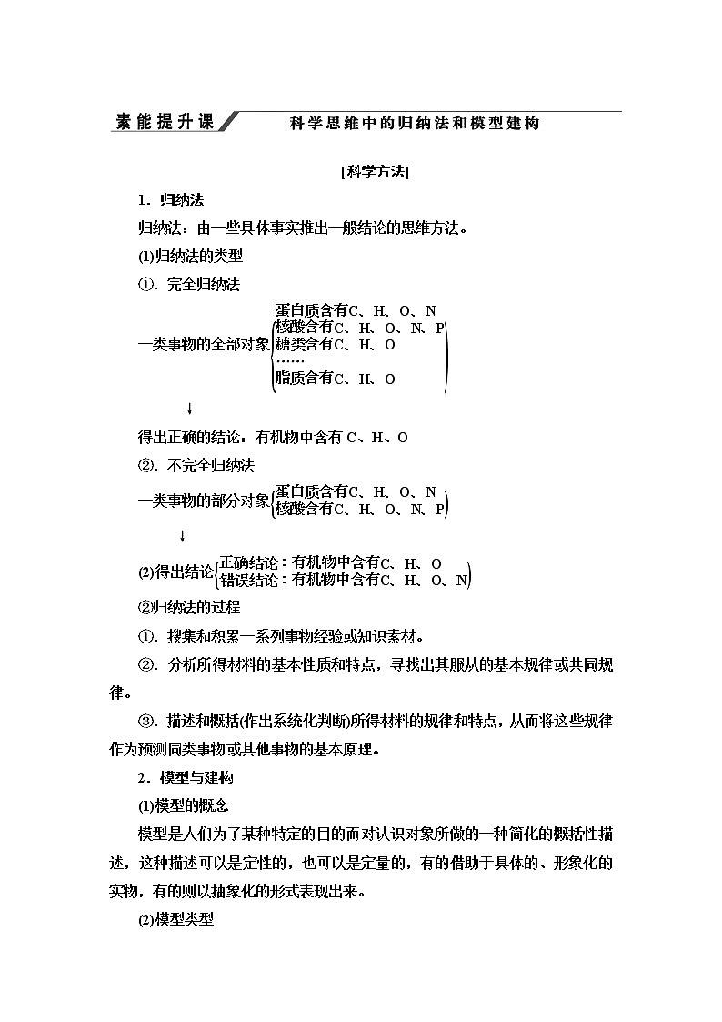 人教版高中生物必修1第4章素能提升课科学思维中的归纳法和模型建构学案第1页