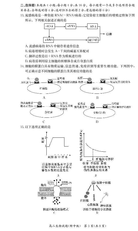 湖南师范大学附属中学2020-2021学年高二下学期第二次月考生物试题第3页