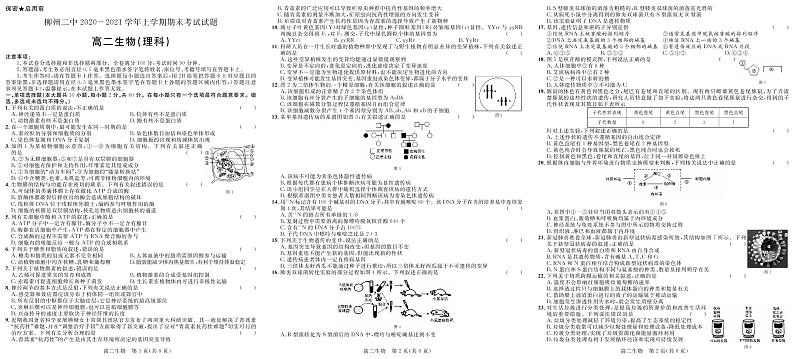 2021柳州二中高二上学期期末考试生物试题PDF版含答案01
