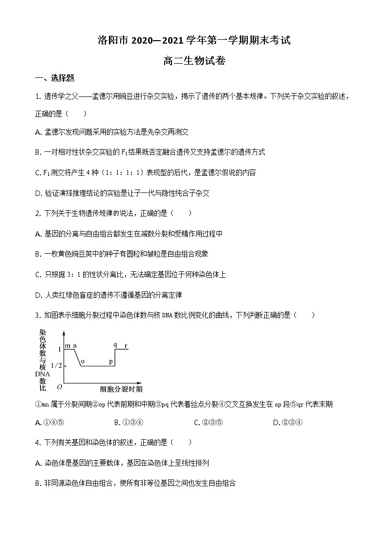 2021洛阳高二上学期期末考试生物试题含答案01