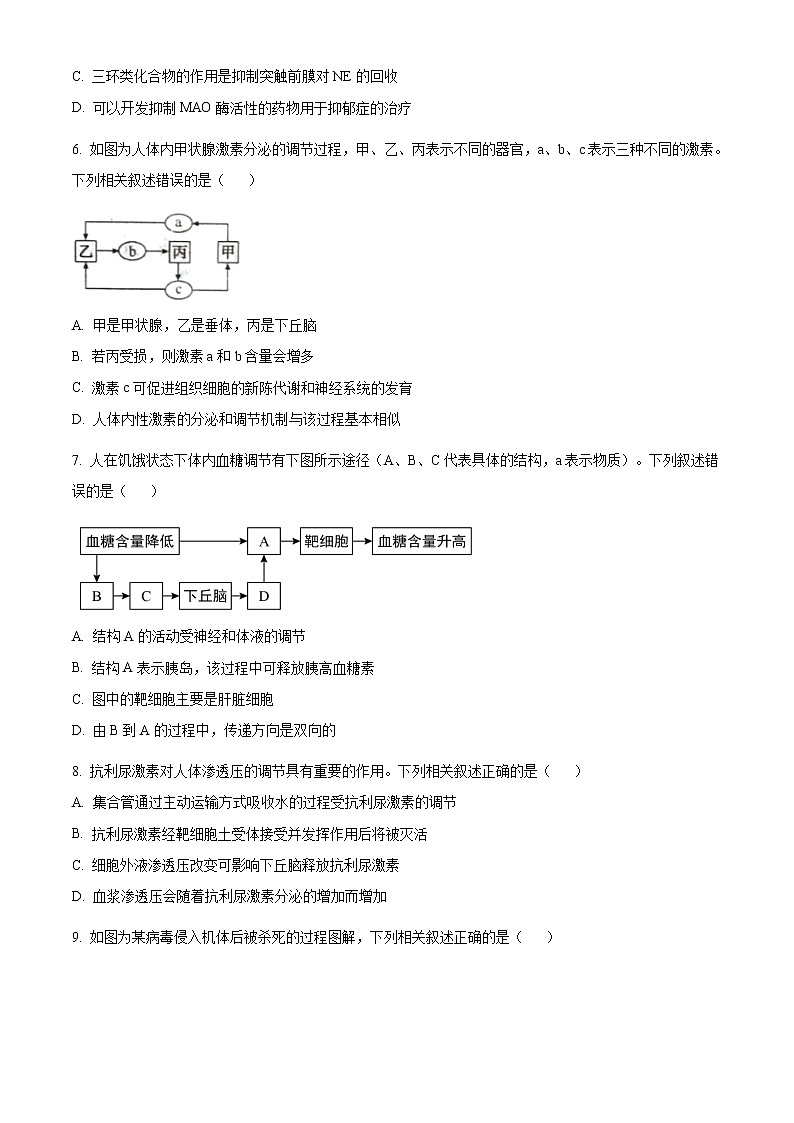 2021安徽省皖北名校高二上学期期末考试生物试题含答案第3页
