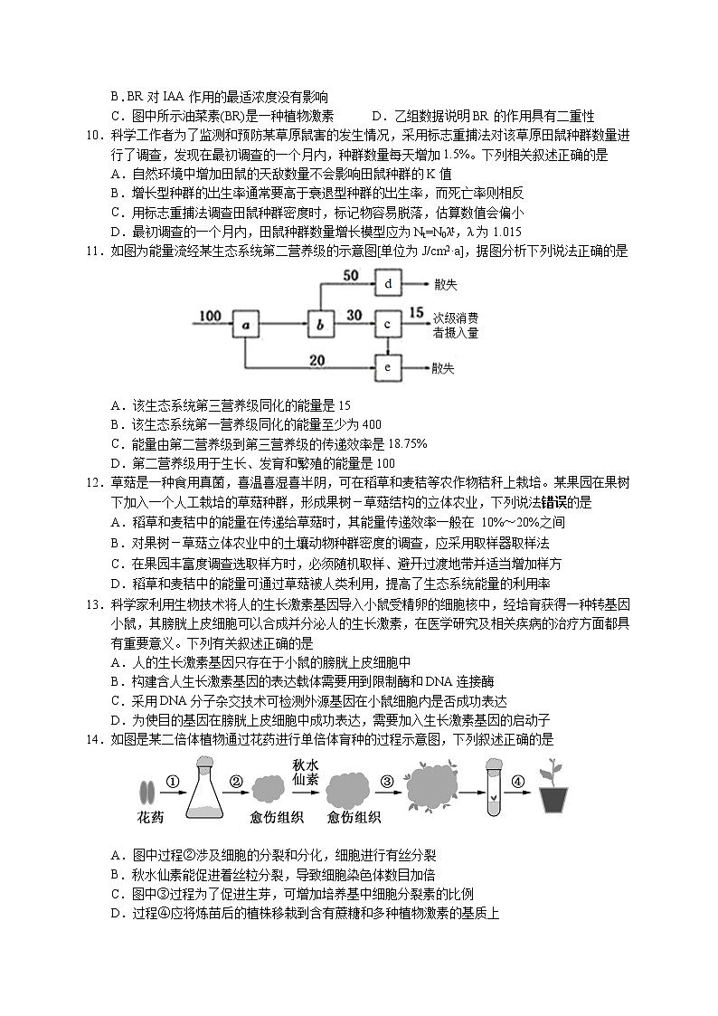 2021江苏省南菁高级中学高二上学期期中考试生物（强化班）试题含答案03
