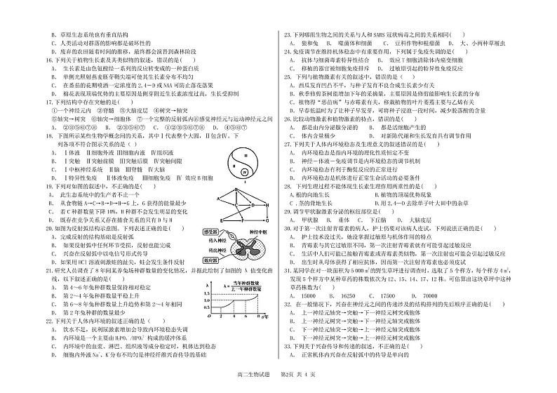 吉林省长春市第二实验中学2020-2021学年高二上学期期中考试生物试题第2页