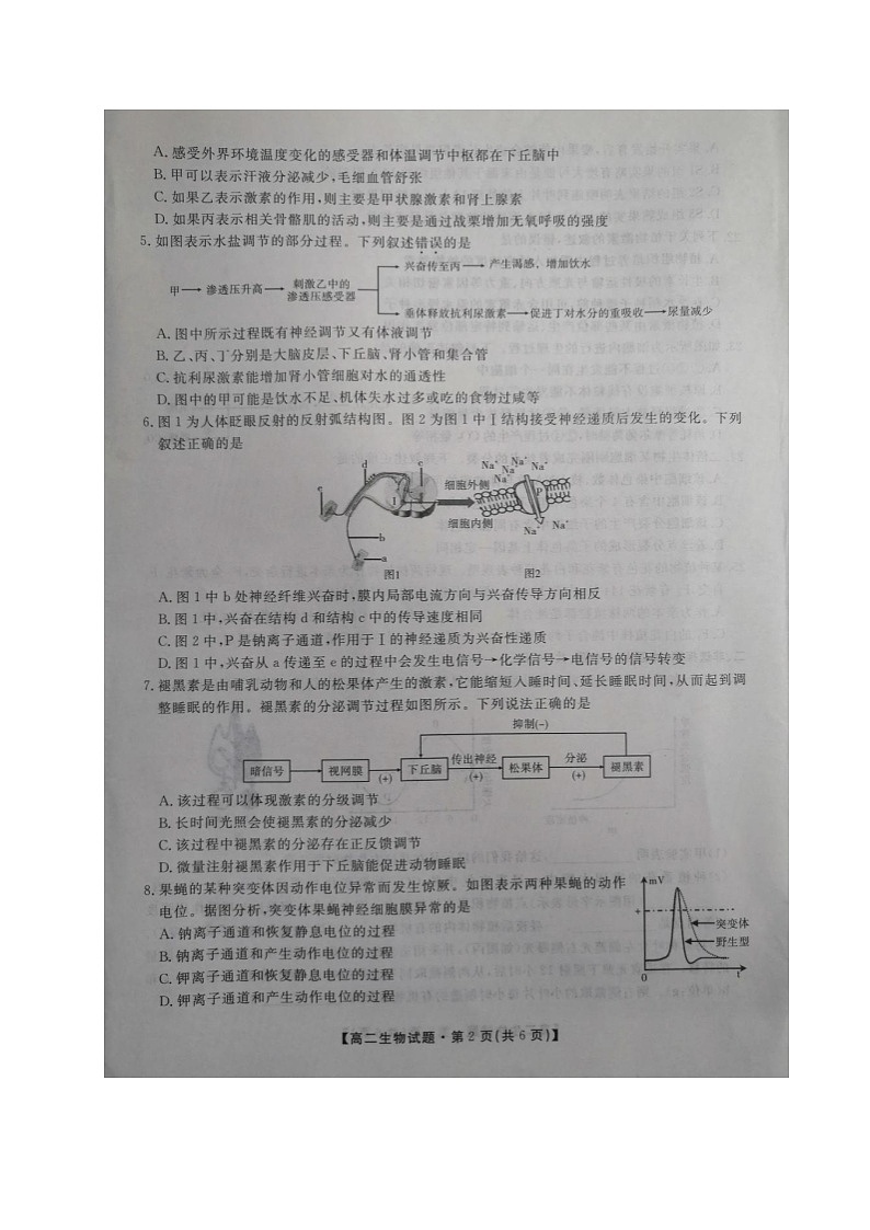 2021安康高二上学期期中考试生物试题扫描版含答案02