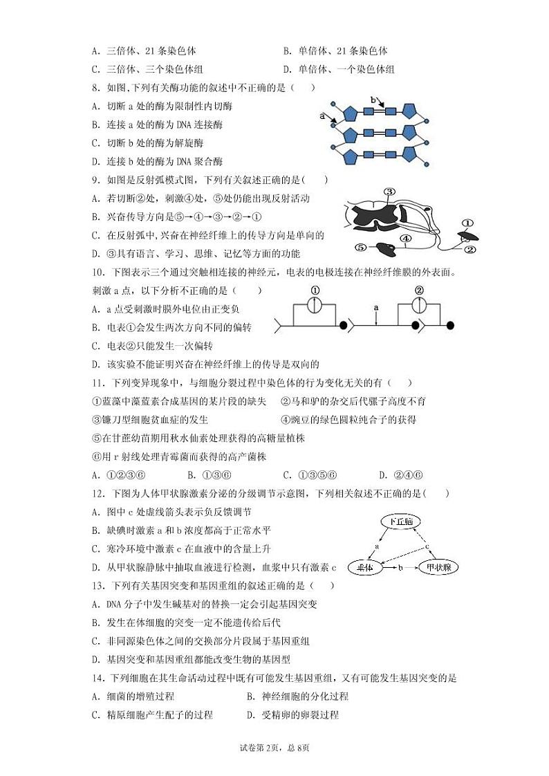 四川省广安市武胜烈面中学校2020-2021学年高二10月月考生物试题（pdf版）第2页