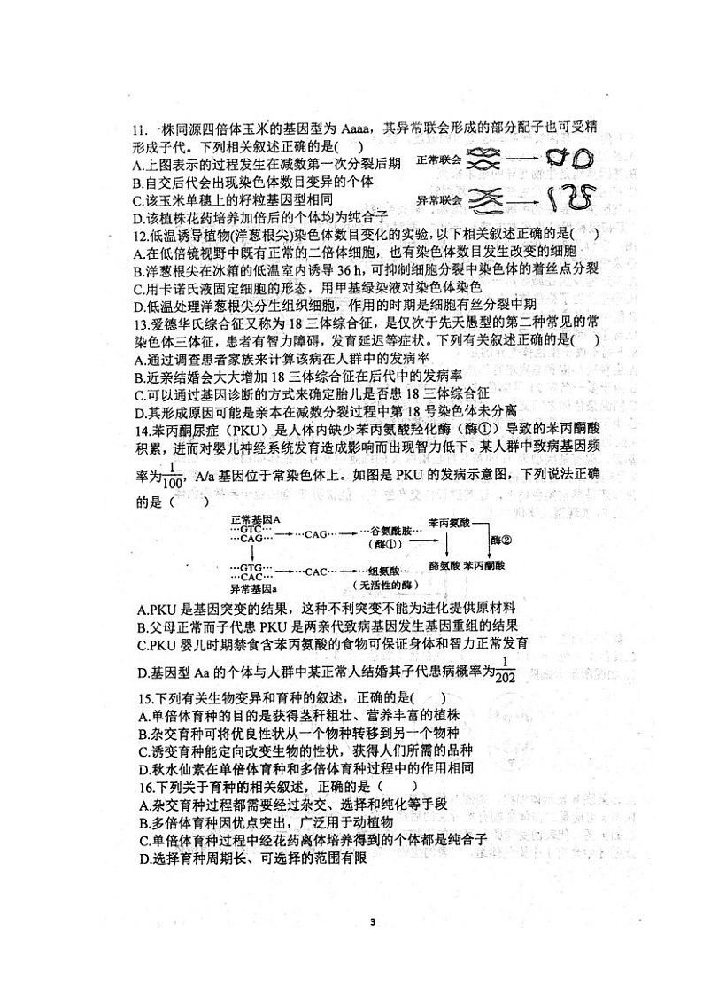 2021安徽省泗县一中高二上学期第二次月考生物试题扫描版含答案03