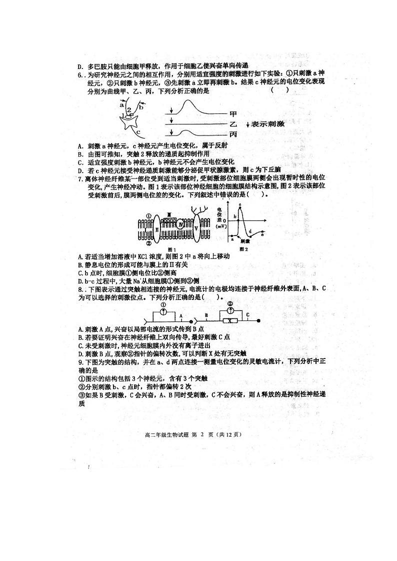 2021邢台一中高二上学期第一次月考生物试题扫描版含答案02