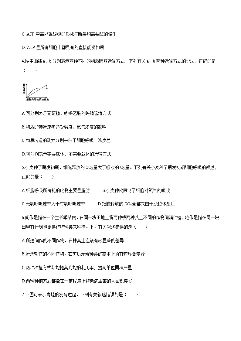 2020池州高二下学期期末联考生物试题含答案第2页