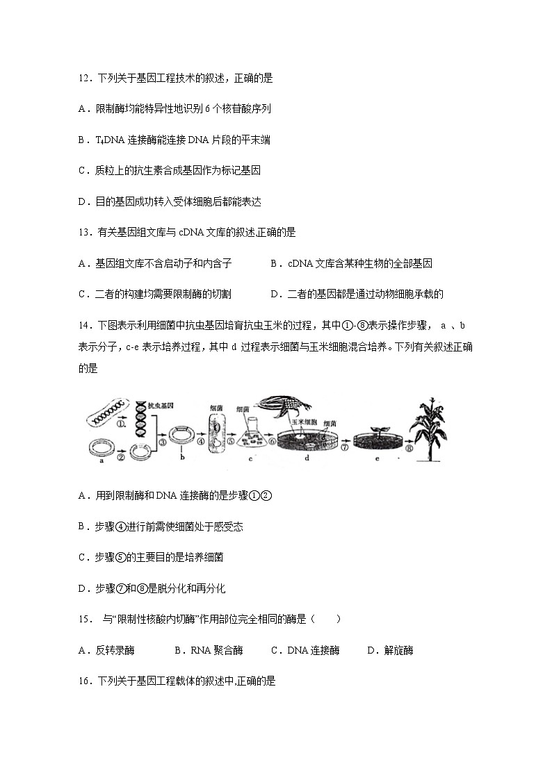2020邢台二中高二下学期期末考试生物试题含答案03