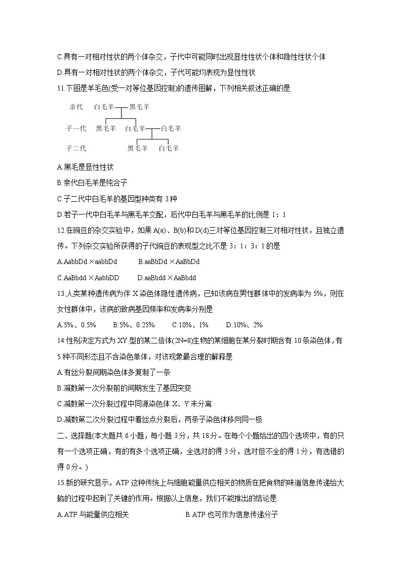 2020河北省“五个一”名校联盟高二6月联考试题生物含答案第3页