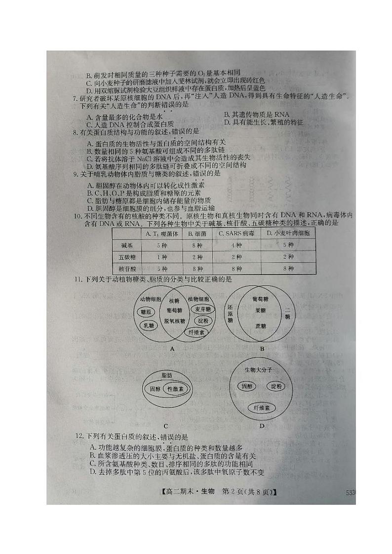 2020朝阳建平县实验中学高二下学期期末考试生物试题扫描版含答案02