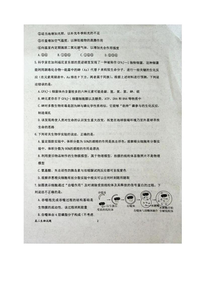 2020赤峰二中高二下学期第二次月考（6月）生物试题PDF版含答案第2页