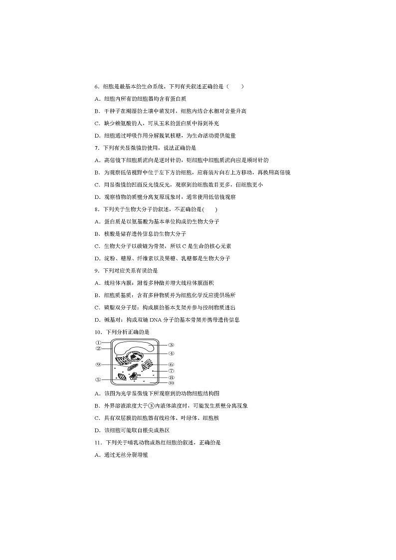 2020枣庄八中东校区高二下学期复学检测生物试题扫描版含答案02