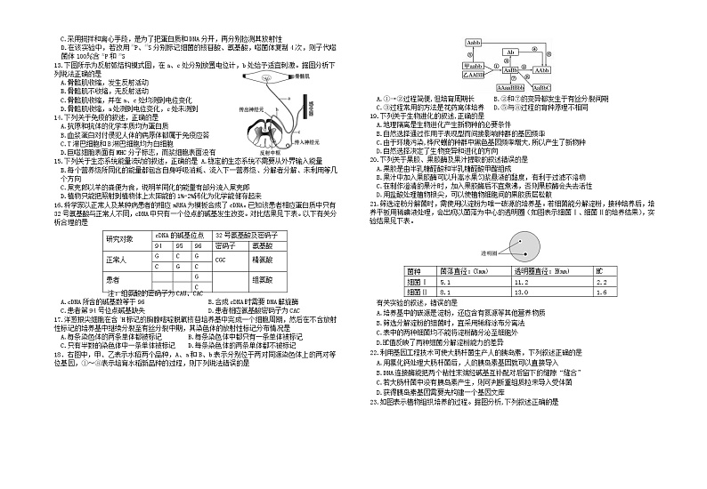 浙江省浙北G2（湖州中学、嘉兴一中）2019-2020学年高二下学期期中考试生物试题第2页