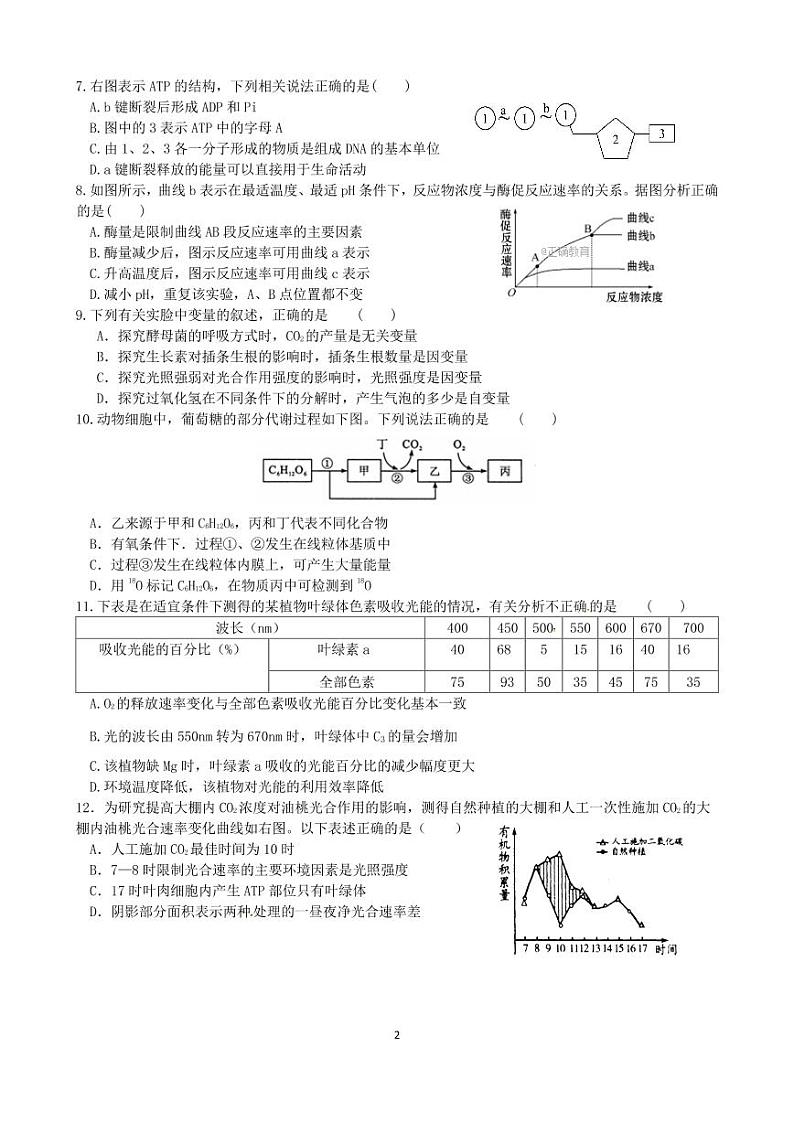 2020合肥九中高二下学期第二次月考生物试题PDF版含答案第2页