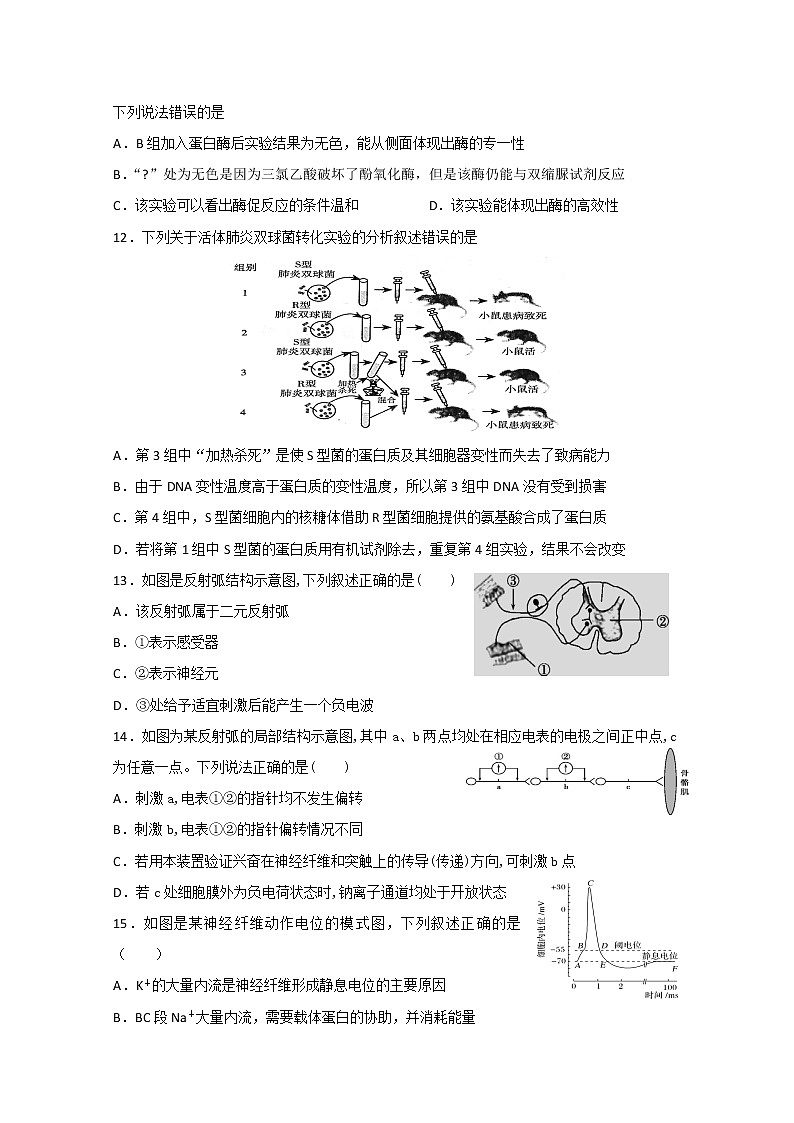 2020台州书生中学高二4月线上教学检测生物试题含答案03