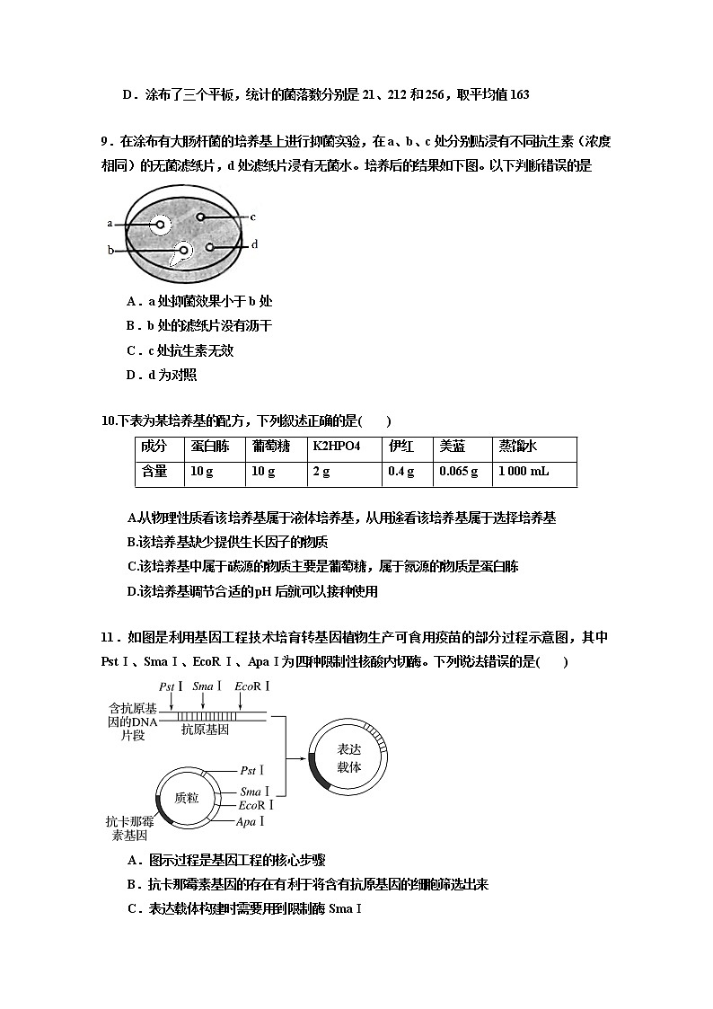 2020应城一中高二下学期期中考试生物试题含答案03