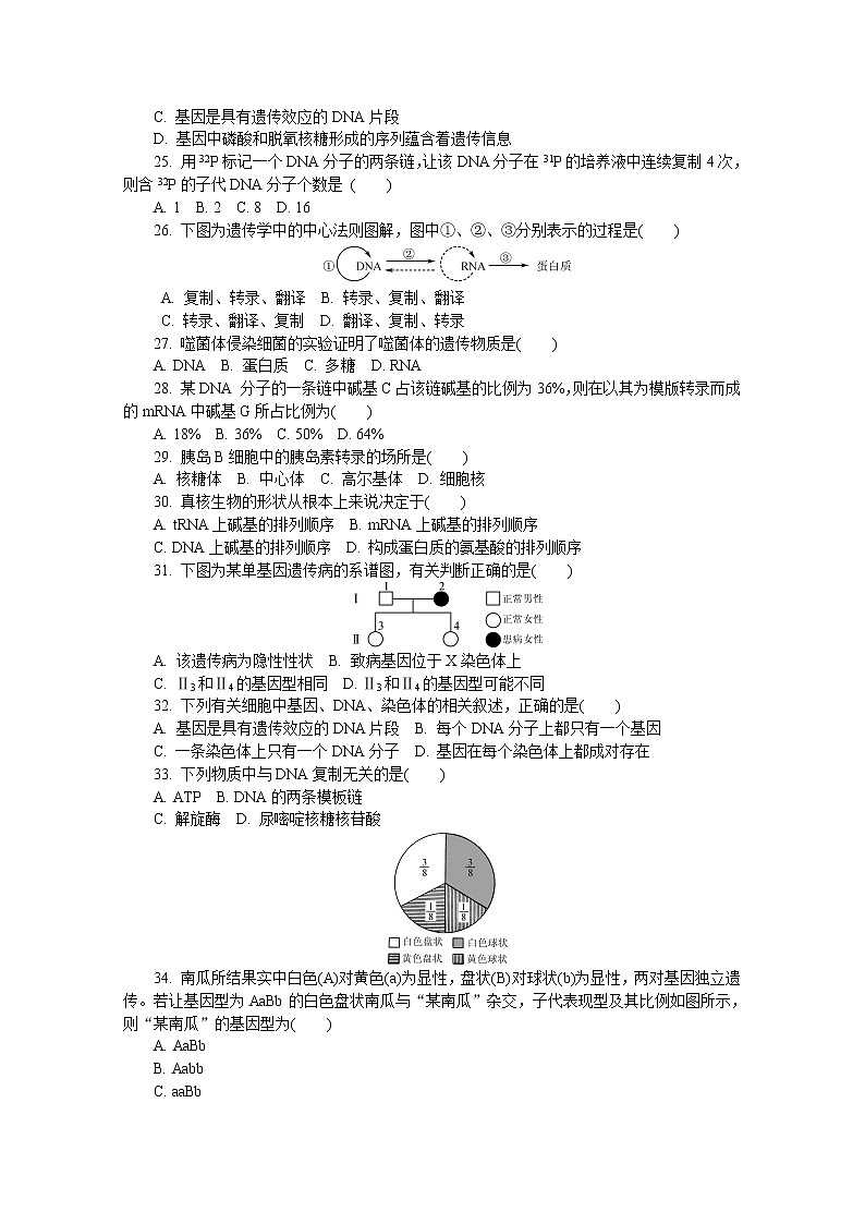 2020江苏省高二普通高中学业水平合格性考试模拟（二）生物试题含答案03