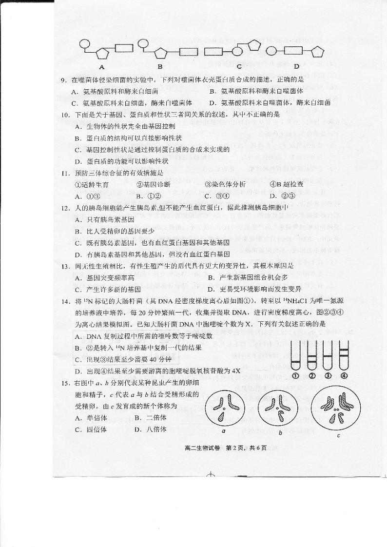 2020上饶高二上学期期末考试生物试题PDF版含答案02