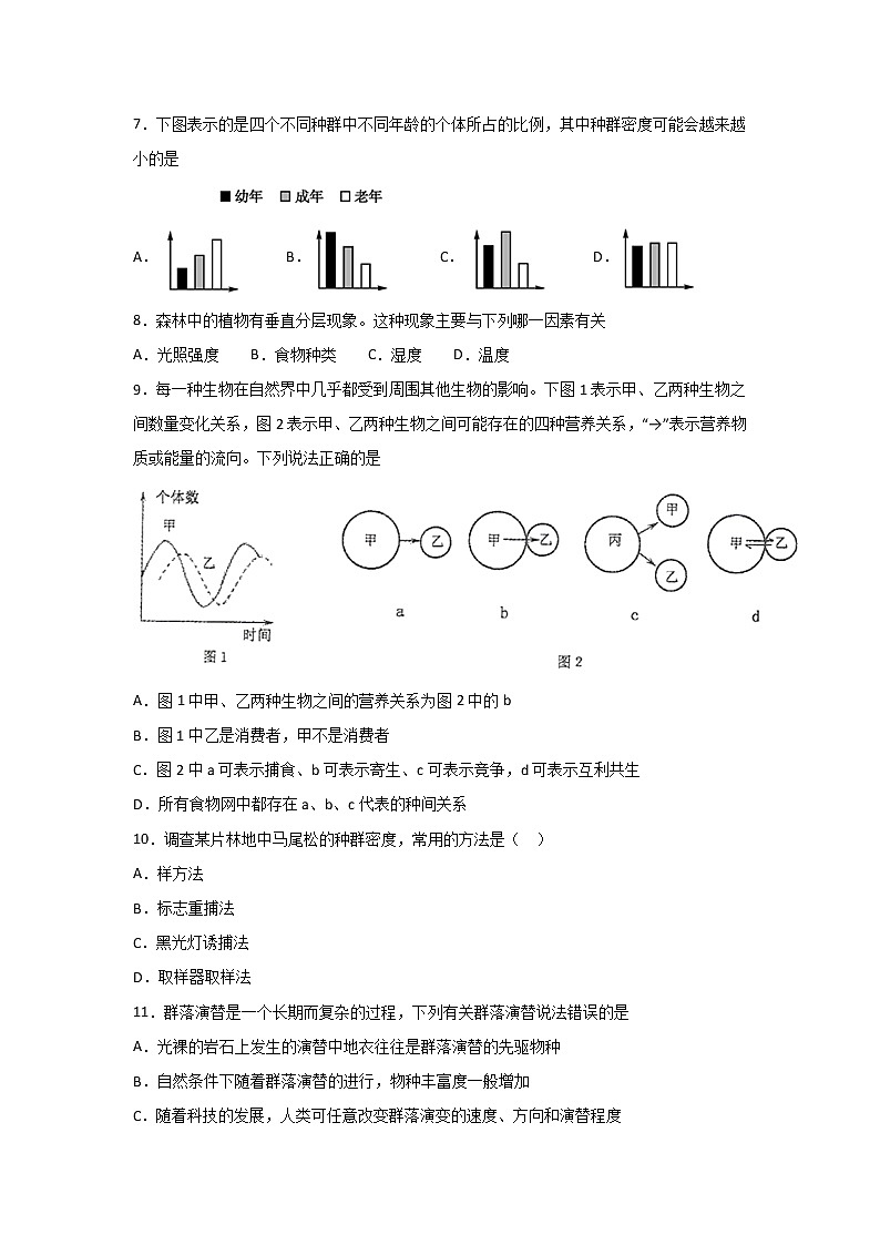 2020茶陵县三中高二12月月考（学考科）生物试题缺答案02