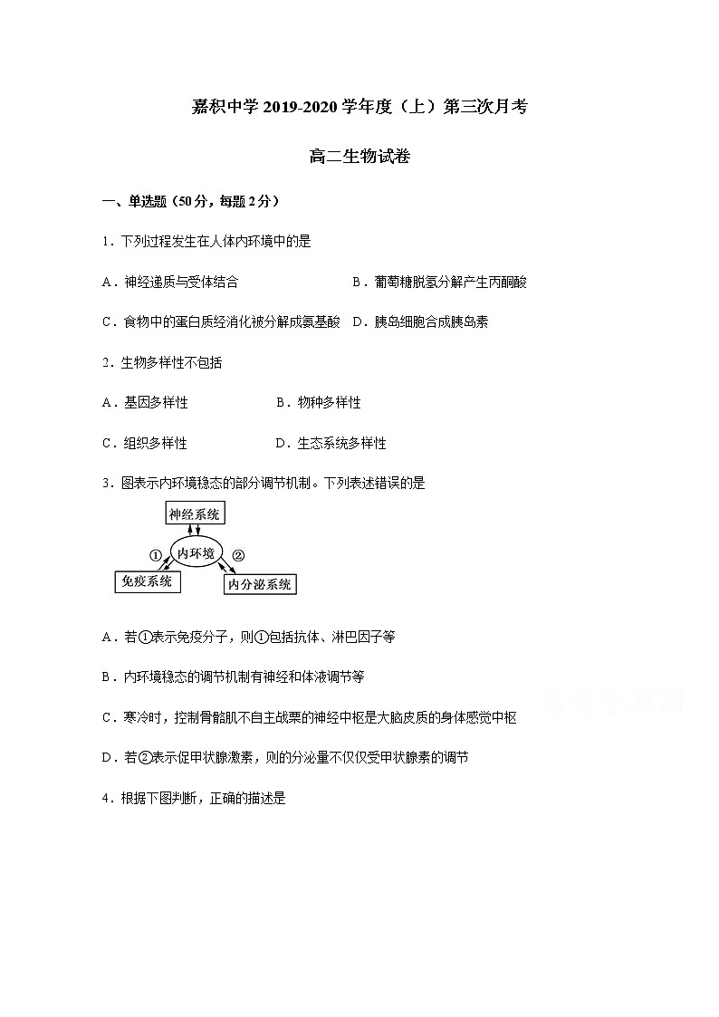 2020海南省嘉积中学高二上学期第三次月考（12月）生物试题含答案01