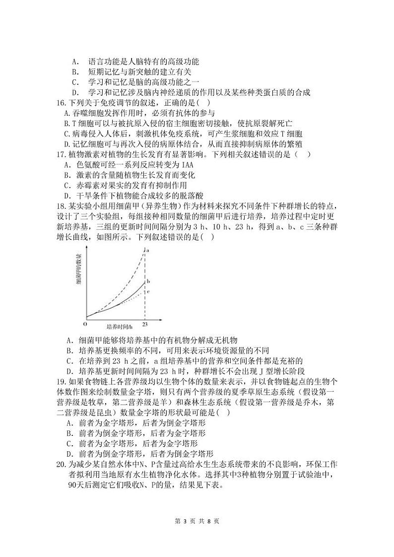 高二生物试题第3页
