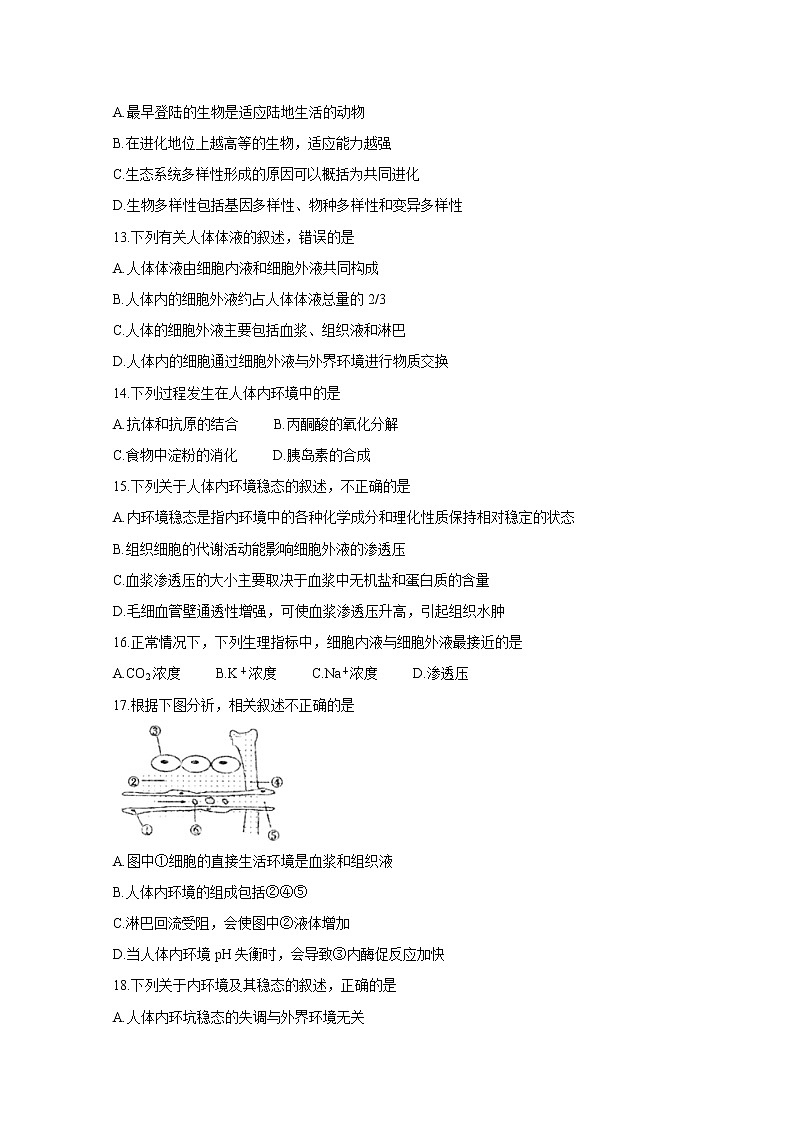2020宿州十三所省重点中学高二上学期期中联考试题生物含答案03
