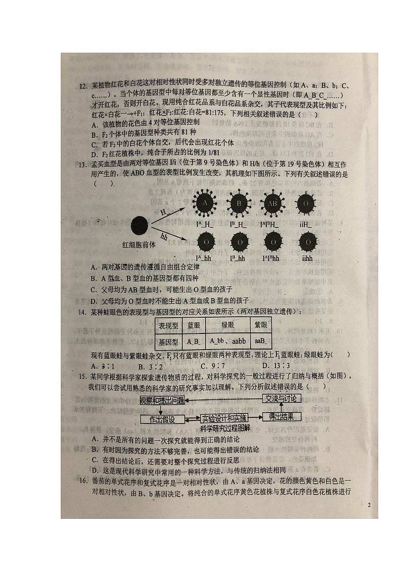 2021六安一中高一下学期第二次阶段检测生物试题扫描版含答案03